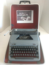 Vintage 1952 Royal Quiet De Luxe Portable Gray Typewriter RARE 1950s MCM w/ Case thumbnail