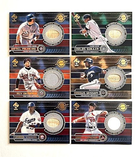 Lot of 6 2001 Private Stock Game-Used Gear Cards - Palmeiro/Guillen/Grissom etc