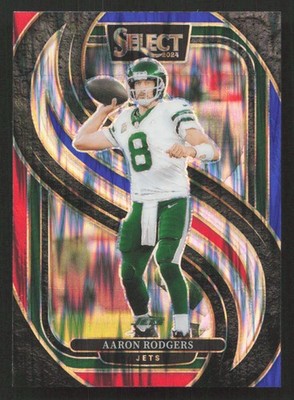 2024 Panini Select Aaron Rodgers Red & Blue Prizm Shock #126 Card