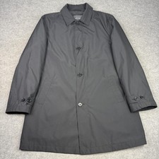M&S Coat Mens Large Black Mac Trench Raincoat Lightweight Jacket Smart Casual