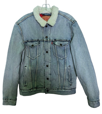 Levi's Jacket Womens Size M Blue Medium Wash Denim Adults Winter Sherpa Lined