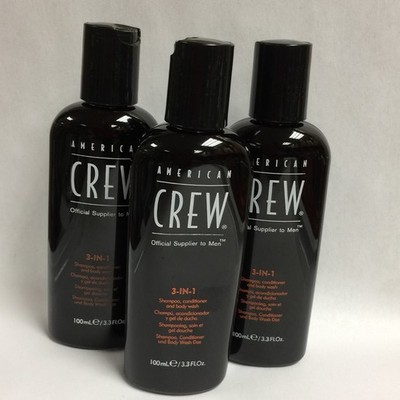 3 American Crew 3 in 1 Shampoo Conditioner and Body Wash 3.3oz