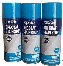3x White Stain Stop Spray Paint Blocker Damp Mould 400ml Aerosol One Coat
