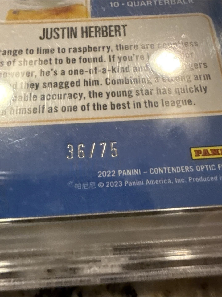 2022 Panini Contenders Optic - Winning Ticket /75 Justin Herbert Psa 9  - Image 3 of 3