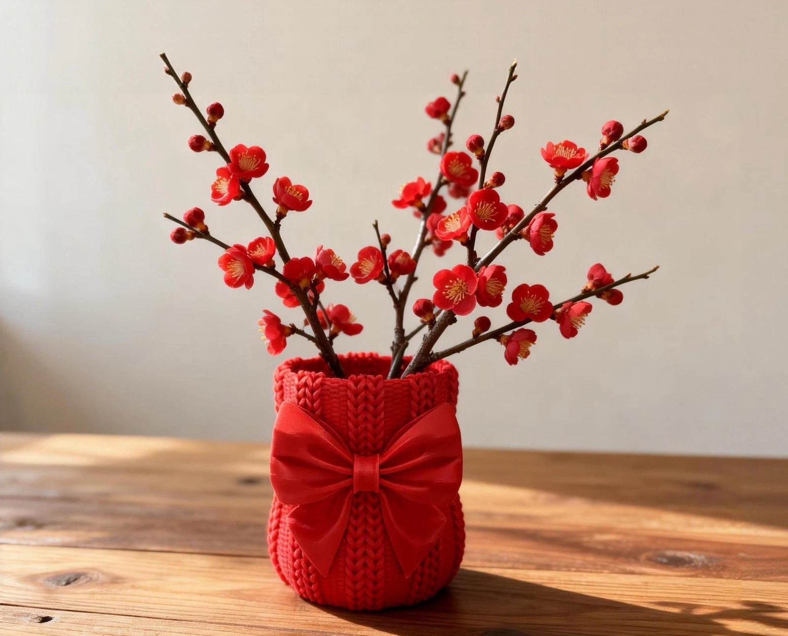 Cute Knitted Bowknot Vase for Home Decor Aesthetic Flower Vase