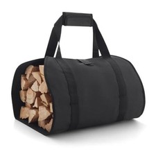 Firewood Carrier Waxed Canvas Firewood Bag Heavy Duty Large Fireplace Black