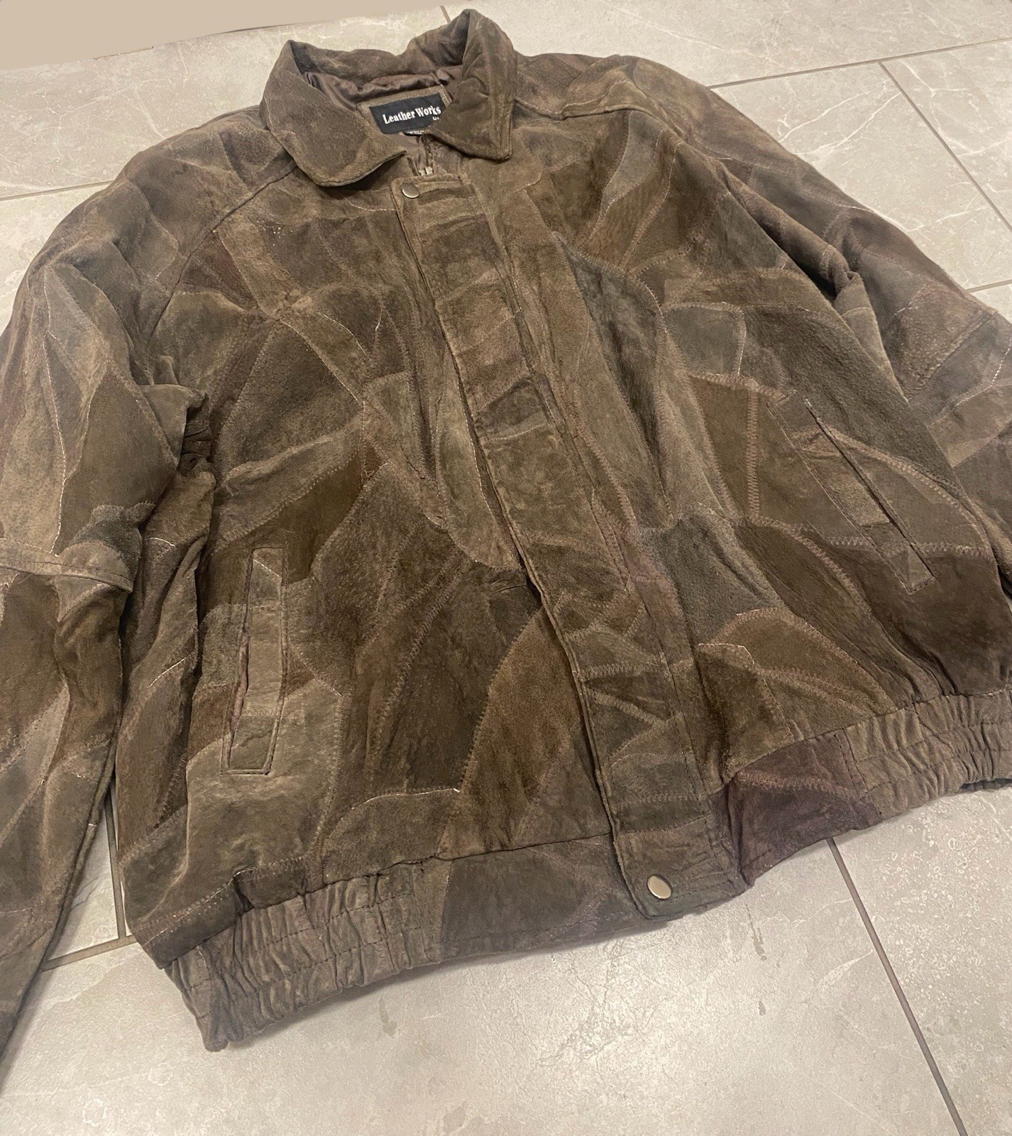 LeatherWorks 3X Brown Suede Patchwork Bomber Jack… - image 7