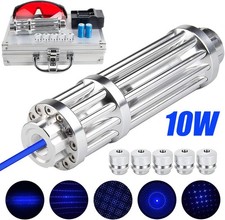 10W Blue Burning Laser Pointer 450-n-m Adjustable Visible Beam Dot Light