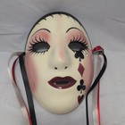 Vintage Fancy Faces New Orleans Signed Ceramic Harlequin Wall Mask Signed 80s