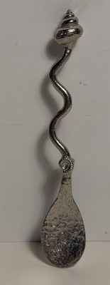 Vintage Pewter Branch Handle Snail Shell Jam Spoon 6 in.