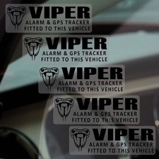 5 x Stickers VIPER Alarm GPS Tracking Signs Device Fitted Vehicle Security Bkack