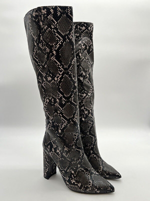 New Steve Madden KINGA Knee High Boots Women  SZ 6 Medium in  BLACK Snake *