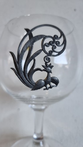 Ancien Verre en Cristal Ornement en Etain. Antique Crystal glass - Photo 5 sur 7