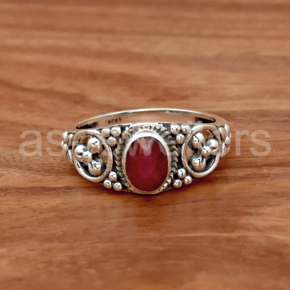 Ruby Ring, 925 Sterling Silver Ring, Handmade Jewelry, Dainty Silver Ring - Image 3 of 4