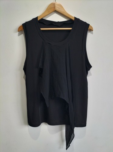 Womens Sleeveless Top Size XL Extra Large Black AUS Made Silk Contrast - Picture 2 of 6