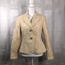 AK Anne Klein Textured Ivory Cotton Blend Stretch Suit Jacket Size 8