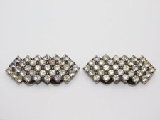 J561-RARE 1950'S MUSI SHOE CLIPS MADE IN FRANCE BLUETTE DIAMONTE RHINESTONES