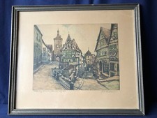 Bild Farb Radierung Fritz Hartmann ROTHENBURG OB DER TAUBER ”PLOENLEIN”