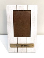 Mr  Mrs Wedding Photo Frame White Wood Picture Frame Newlywed Farmhouse