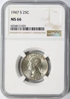 1947-S 25c Washington Quarter NGC MS66
