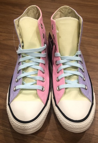 purple yellow and pink converse