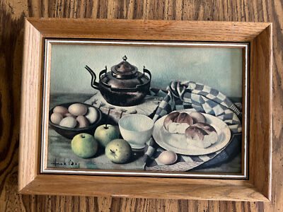 Vintage Henk Bos 3D Still Life Dimensional Print Framed Breakfast 14x10 