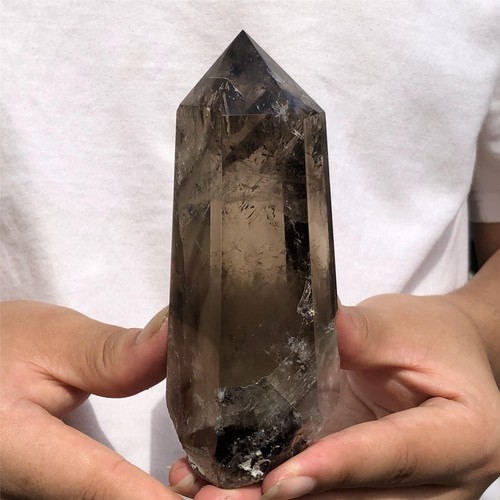 Varita punta cristal cuarzo obelisco citrino ahumado natural 420 g XA5045 - Imagen 3 de 11