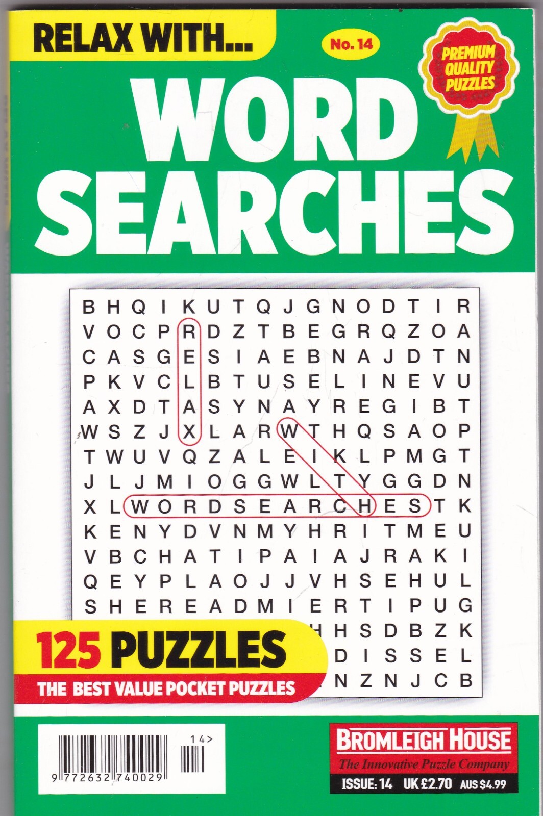 WORDSEARCH BOOK - RELAX WITH WORDSEARCH PUZZLE MAGAZINE ISSUE 14 - 125 PUZZLES
