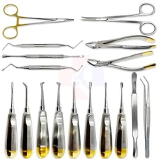 17 PCS ORAL DENTAL SURGICAL EXTRACTION SURGERY ELEVATORS FORCEPS INSTRUMENTS KIT