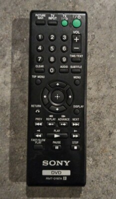 SONY RMT-D187A DVD DVP-NS710H DVP-SR200P DVP-SR400P Remote Control