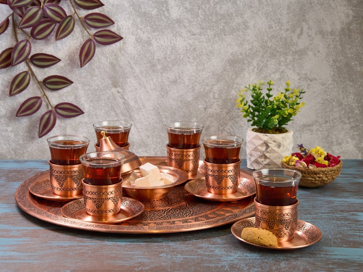 copper 250 FUTAMATA セット Copper Tea Serving Set, Turkish Tea Set, Copper Tea Cups,, Tea