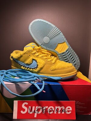 Nike SB Dunk Low Grateful Dead Yellow Bear Size 9 CJ5378 700 PRE OWNED FAST SHIP