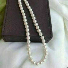 Top Grading 18" AAAAA Akoya 7-8mm white Pearl Necklace 14K Gold Clasp