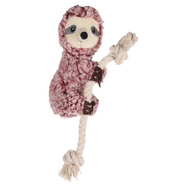 Flamingo Hundespielzeug Faultier Mit Seil 12,5X9X30 Cm Altrosa Squeaker-image