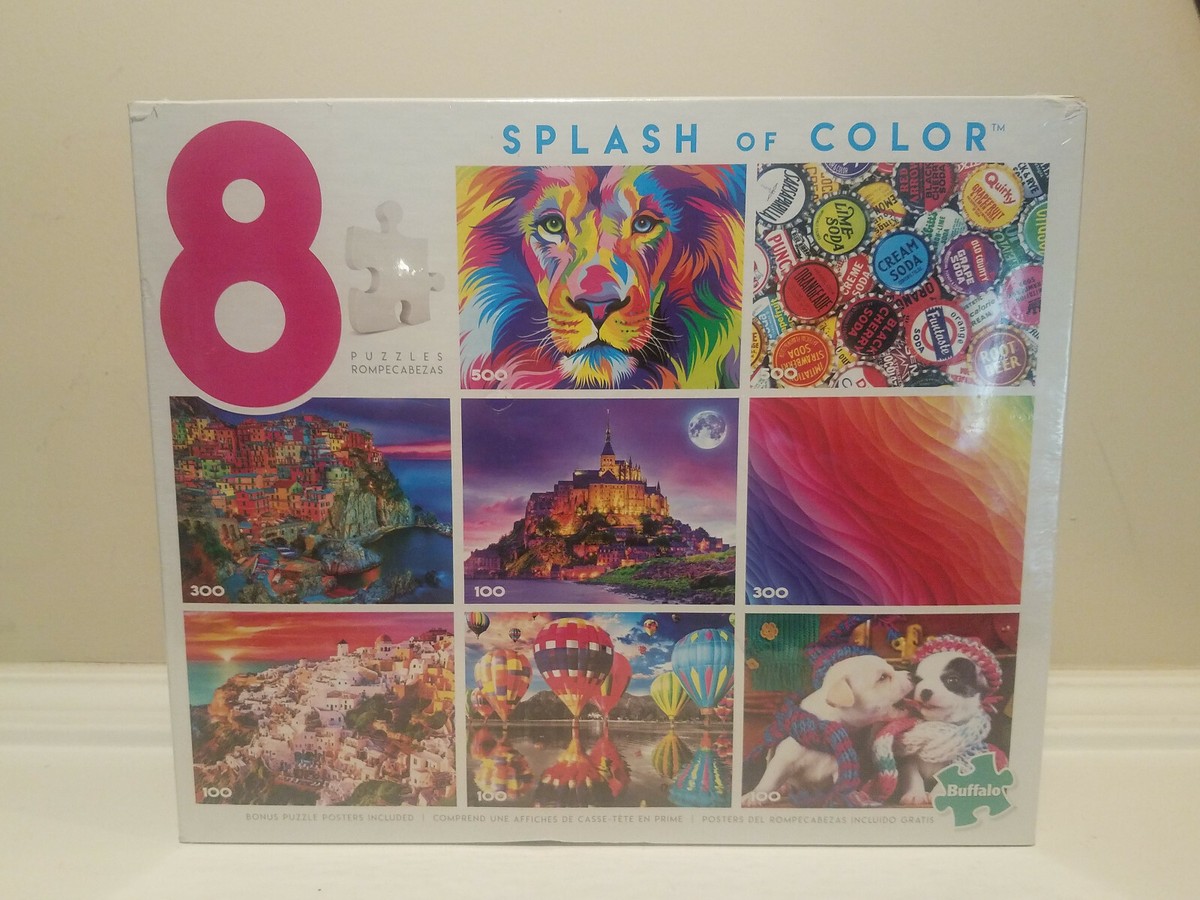 Buffalo Games Splash of Color Jigsaw Puzzle 8-in-1 Jumbo Pack
