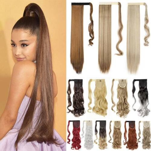 Real Clip In Ponytail Hair Extension Long THICK Curly As Human Piece Remy Blonde