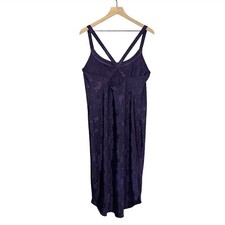 California Dynasty Rose Embossed Maxi Slip Dress Nightgown Size Large Purple