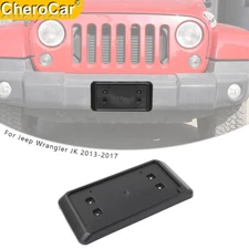 For Jeep Wrangler JK 13-17 Front License Plate Mount Bracket Holder Cover Black