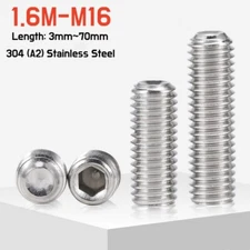 M1.6 M2 M3 M4-M16 Socket Set Screws A2 Stainless Hex Grub Screws Cup Point Allen