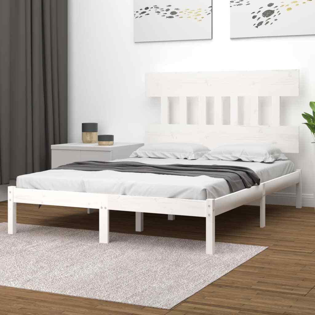 Bed Frame White Solid Wood 120x190 cm Small Double