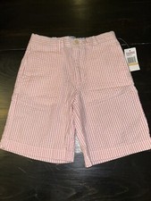 NWT Girls Vineyard Vines Seersucker Bermuda Shorts Size 6 Pink White Stripe