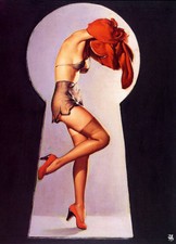 Retro Pinup Girl X-LARGE CANVAS A1 PRINT Vintage Poster Gil Elvgren Keyhole Peek