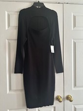 Intempo Black Keyhole Sexy Long Sleeve Fitted Dress 2X