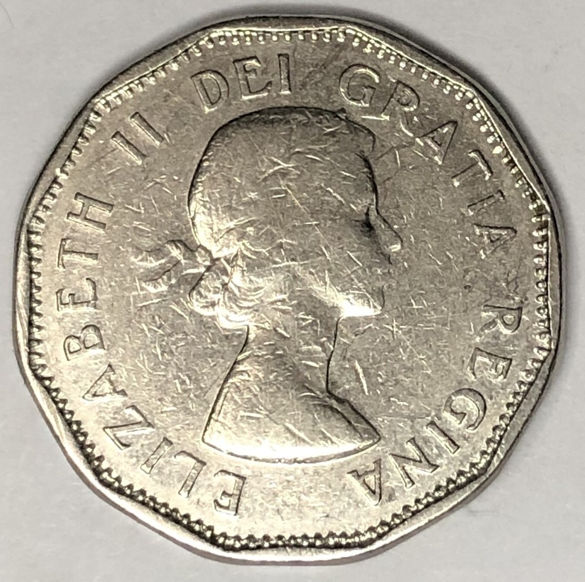072] 1961 Canada 5 Cents - Elizabeth II 1st portrait, nickel Exact