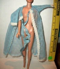 VINTAGE CLONE FACTORY MADE NEGLIGEE ROBE ONLY CLOTHES FITS 1/6 DOLL LOT A22 BLUE