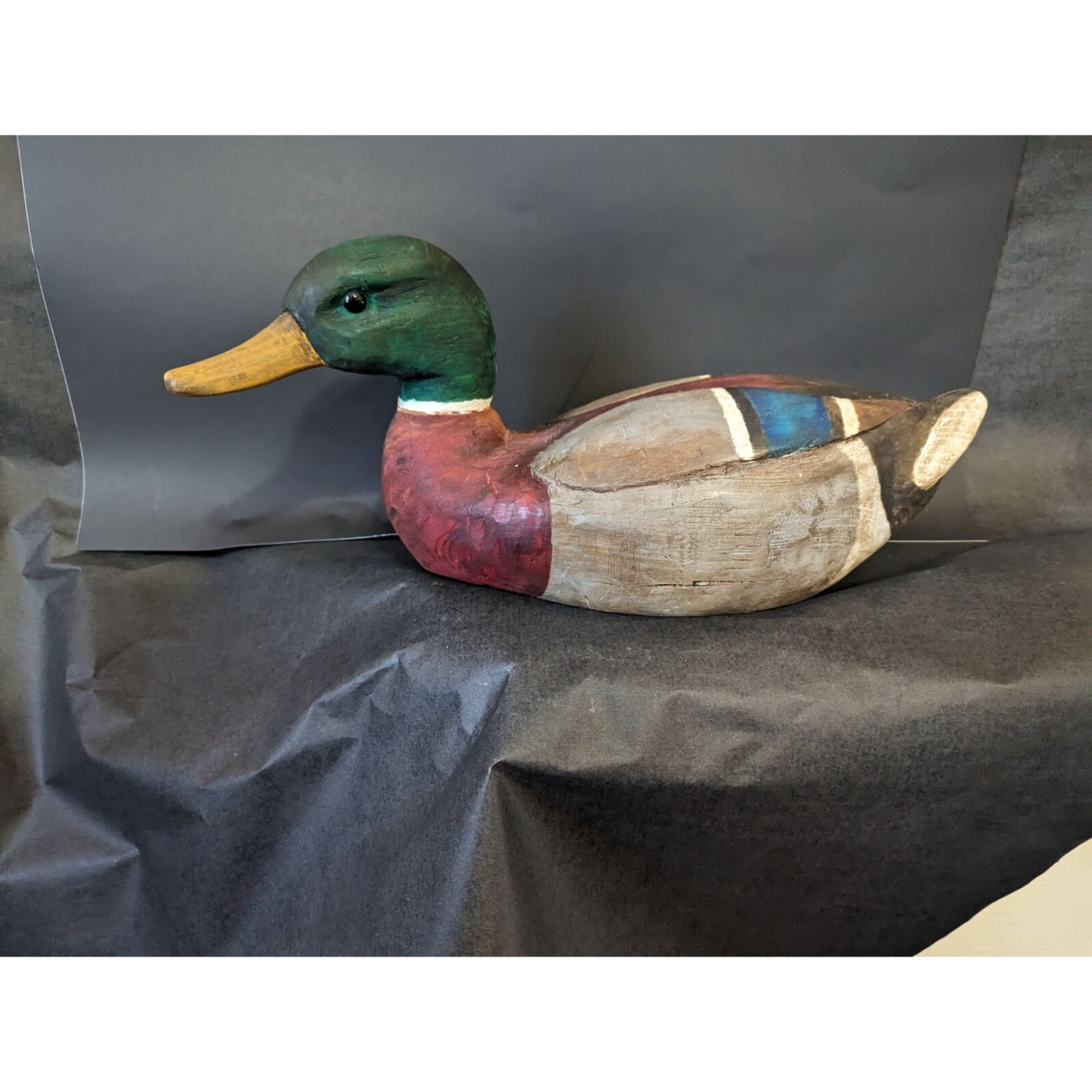 Carved Wooden Mallard duck decoy by M Dugan in by Rich Smoker