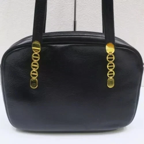 Christian Dior Sac Bandoulière Bandoulière CD Chaîne Cuir Noir Authentique
