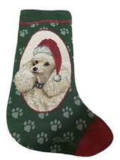 Poodle Tapestry Christmas Stocking ~ Artist, Linda Picken Made In USA READ DESC