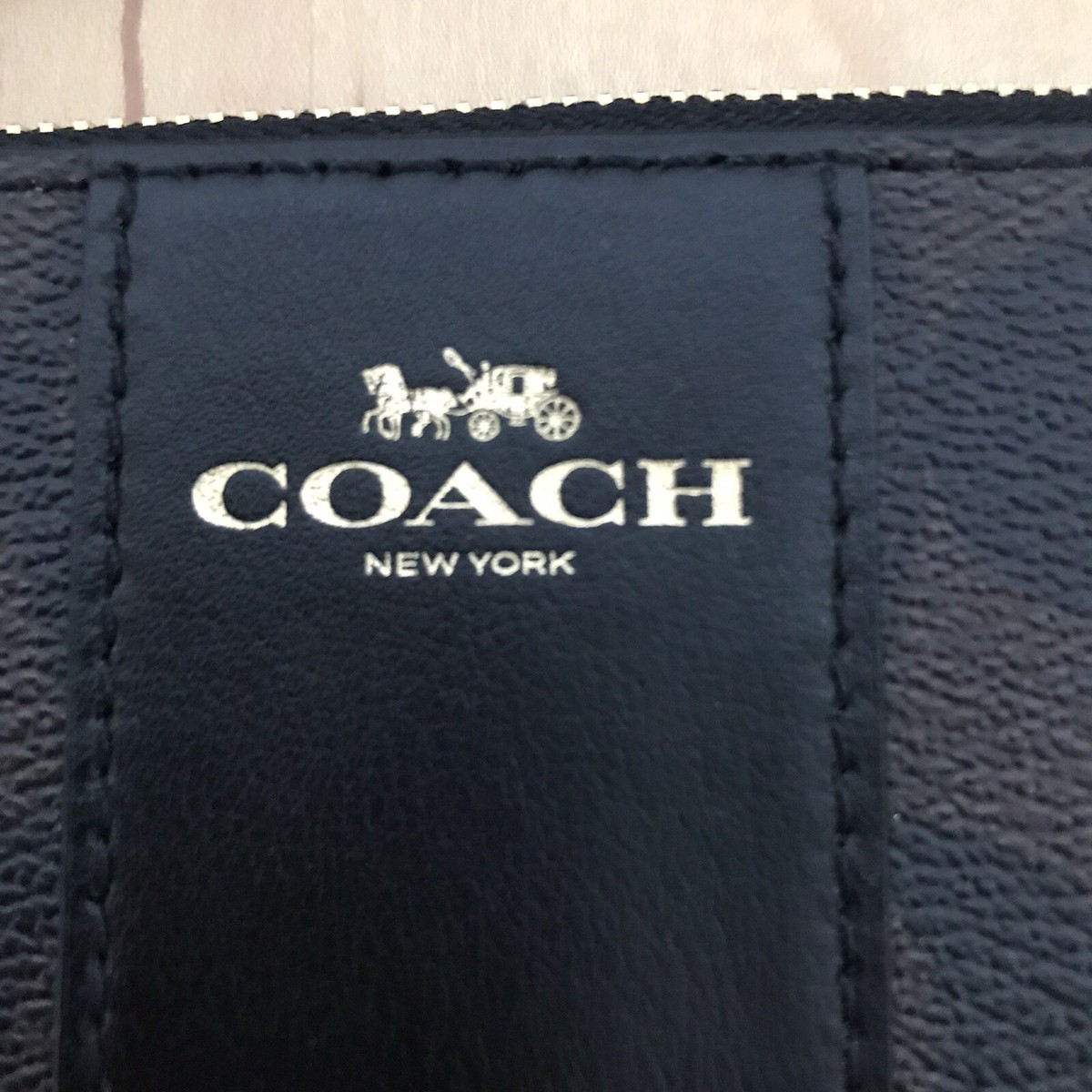 Coach New York Brown Black SIG PVC Leather Corner Zip Coach New York Brown Black SIG PVC Leather Corner Zip