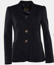 Roberto Cavalli black cotton button front blazer